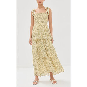 Hill House Home Green 'The Elise' Nap Square Neck Lattice Vine Print Dress Size